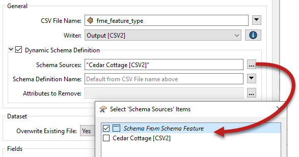 Changing schema source to schema feature